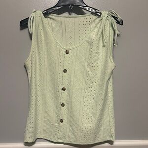 SHEIN Mint Sleeveless Eyelet Blouse